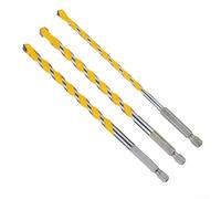 3 Piece Carbide Masonry Drill Bit Set for Masonary Concrete Brick Stone Ceramic and Granite Drilling with 1/4 Inch Hex Shank Fits Handheld and Electric Drills