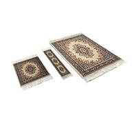 3-Piece Carpet-Style Desk Set - Beige Brown Mouse Pad, Mini Rug Coaster & Bookmark, Colorful Elegant Office Accessories, Novelty Gift