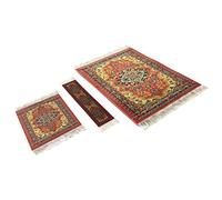 3-Piece Carpet-Style Desk Set - Red Mouse Pad, Mini Rug Coaster & Bookmark, Colorful Elegant Office Accessories, Novelty Gift