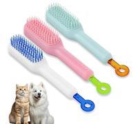 3-Piece Cat Grooming Brush Set for Short-Haired Cats, Plastic Bristles | 3 colourful cat brushes; soft plastic bristles for loose fur and light tangles; ergonomic handles with hanging loops