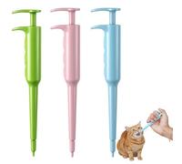 3-Piece Cat Pill Popper Set with Silicone Tips, Blue, Pink and Green