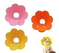 3-Piece Cat Protective Collar - Soft, Anti-Bite, Adjustable, Felt, Pink, Yellow, Orange