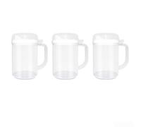 3-Piece Child Safe Plastic Mini Pitcher Set - Spill-Proof Water Jugs with Secure Lids for Kids, Toddler Pouring Practice, Nursery Milk and Juice Container,