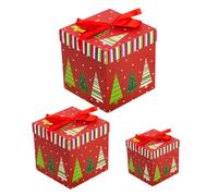 3 Piece Christmas Boxes - Stacked Santa Claus Snowman Elk Tree Nest Set with Lids|Winter Holiday Party Festive Storage Gift Wrapping Kids New Year Decoration Seasonal Fun Orname