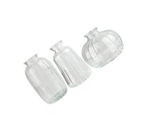 3 Piece Clear Glass Ribbed Buds Vases Collection Contemporary Design Flower Arrangements Pots Enhances Interior Space Clear Ribbed Glass Vases