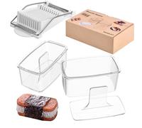 3-Piece Clear Musubi Maker Kit with Luncheon Meat Slicer - Non-Stick Onigiri Press Mold, BPA-Free Sushi Mold for Hawaiian Musubi