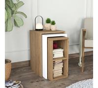 3 Piece Coffee Table Set, Nesting Coffee Tables, End Table, Round Coffee Table, Side Table For Living Room Furniture, White-Oak