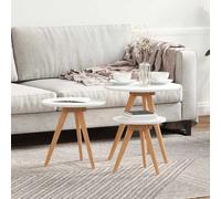 vidaXL Coffee Table 3 pcs Brown Solid Walnut Wood, Garden and Terrace, Round, Mo