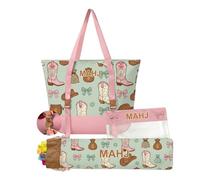 3 Piece Cosmetic Bag Set with Western Boot Print, Organizer Tote, Clear Zip Pouch and Long Toiletry Storage Bag Wash Set Vanity Carryall Weekender Packing Case Guest Bath Overnight Travel Case Daily