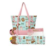 3 Piece Cosmetic Bag Set with Western Boot Print, Organizer Tote, Clear Zip Pouch and Long Toiletry Storage Bag Wash Set Vanity Carryall Weekender Packing Case Guest Bath Overnight Travel Case Daily