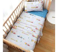 3 Piece Cotton Toddler Sheet Set,Include Crib Fitted Sheet, Flat Sheet and Pillowcase, Cute Cartoon Baby Bedding Sheet & Pillowcase Sets for Boys and Girls (Car)