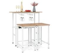 3 Piece Counter Height Table Set Oval Dining Table and 2 Stools COSTWAY Natural One Size