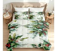 3-Piece Coverless Duvet Single Reversible Duvets Christmas Botanical