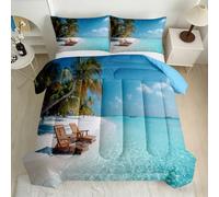 3-Piece Coverless Duvet Single with 2 Pillowcases Palm Tree