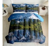 3-Piece Coverless Duvet Super King with 2 Pillowcases Snow-capped Mountain