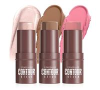 3-Piece Cream Makeup Stick Set - Contour Stick, Cream Bronzer & Blush Stick for Face Sculpting, Buildable & Blendable, Long-Lasting Vegan Makeup Trio