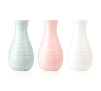 3 Piece Creative Ceramic Look Vase Set - Simple Tabletop Ornaments and Flower Arrangement Containers for Home Office Decoration