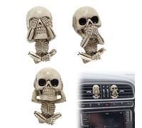 3-Piece Cute Skull Decorations - Durable Skull Ornament Car Accessories - Easy to Install - Funny Car Air Freshener for Men - Halloween Gifts - Aromatherapy Deco