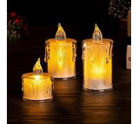 3 Piece Decorative Flameless Pillar Candles,Fall Flameless Candles for Thanksgiving Halloween Wedding Party,3 Size (Without Base)