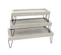 3-Piece Decorative Tray Set With Metal Feet Serving Tray Wooden Tray Decoration