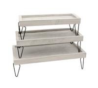3-Piece Decorative Tray Set With Metal Feet Serving Tray Wooden Tray Decoration