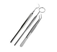 3-Piece Dental Cleaning Tools Set - Stainless Steel Pick, Mirror & Tweezers for Tartar Removal & Oral Hygiene at Home