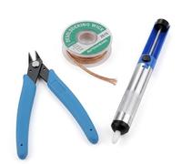 3-Piece Desoldering Tool Kit, High-Suction Solder Sucker Pump, No-Clean Copper Solder Wick & Micro Flush Cutter Pliers for Circuit Board Repair, PCBA & DIY Electronics