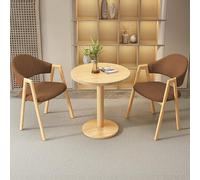 3-Piece Dining Set for 2 Round Kitchen Table with PU-Padded Chairs Versatile Coffee Table & Office Reception Table (60cm P) - Perfect for Dining Meetings and Small Spaces