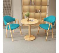 3-Piece Dining Set for 2, Round Kitchen Table with PU Upholstered Chairs, Coffee Table and Chair, Office Conference Reception Table, Compact Design (60cm, A)