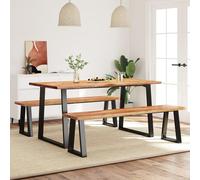 vidaXL Dining Set Kitchen Dining Chair 3 Piece with Live Edge Solid Wood Acacia