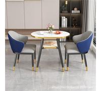 3 Piece Dining Set with Oval Table and 2 Chairs, Modern Slate Tabletop, Scratch and Heat Resistant, Metal Legs for Indoor Outdoor Use