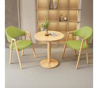 3-Piece Dining Table Set for 2 Round Kitchen Table with Cushioned PU Chairs Stylish Coffee Table & Chair Office Conference Reception Table (60cm J)