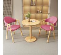 3-Piece Dining Table Set for 2 - Round Kitchen Table with PU Upholstered Chairs Perfect for Office Conference or Reception (60cm C)