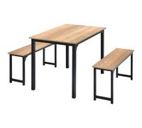 3-Piece Dining Table Set with 2 Benches Space-Saving Dining Furniture