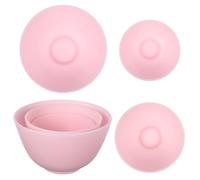3 Piece DIY Face Mask Silicone Mixing Bowl Set for Home Use | Three Sizes, Nonstick Smooth Surface, Nesting Storage, Pink and White Options for Makeup Artists and Learners