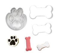 3 Piece Dog Paw and Bone Cookie Cutters,Stainless Steel Biscuit Cutters Dog Treats Cookie Cutter for Homemade Treats and Baking