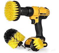 3 Piece Drill Brush Nylon Stiff bristles Cordless Drill Brush Heavy Duty Scrubbing - Bathroom Surfaces, Grout, Floor, Tub, Shower, Tile, Corners, Kitchen, Automotive, Grill - Fits Most Drills (Yellow)