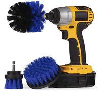 3 Piece Drill Brush Nylon Stiff bristles Cordless Drill Brush Heavy Duty Scrubbing - Bathroom Surfaces, Grout, Floor, Tub, Shower, Tile, Corners, Kitchen, Automotive, Grill - Fits Most Drills (Blue)