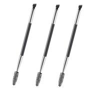 3-Piece Duo Brow & Lash Brush Set - 2-in-1 Angled Eyebrow Tool with Mini Precision Tip, Professional Makeup Brush for Shadow Blending, Tinting, Styling - Vegan Cruelty-Free