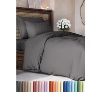 3 Piece Duvet Cover Set Double Bed Bed Dark Grey, Brushed Microfibre 200x200cm with 2 Pillowcases 50x80cm, Zip Closure 8 Corner Ties, Easy Care Wrinkle Resistant Hypoallergenic Quilt Cover, OEKO-TEX