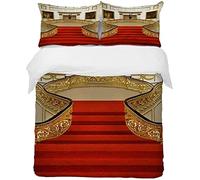 3 Piece Duvet Cover Set,-- London Architecture Buckingham Palace with Red Stairs -- with Zipper Closure for Kids Boys Girls 220X260CM