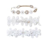 3-Piece Elastic Headband Set, Little Set, B | Three Separate Headbands, Soft Finish and Stretchy Structure, Multiple Floral Accents for Outfits and Photo