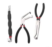3 Piece Electric Pliers Set 60° Angle for Fuel Lines, Carbon Steel Extractor Pliers with Non-Slip Grip for Loosening Connectors and Harnesses in Tight Engine Compartment, Black