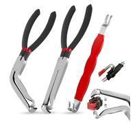 3-Piece Electrical Disconnect Pliers Set - Automotive Connector Removal Tool for Fuel Line, Hose & Push-Tab Plugs (1*Red60°+1*Red Straight+1*Red Separator)