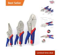 WORKPRO 3-Piece Locking Pliers Set, Cr-V Steel Mole Grips, Quick-Release & Self-Locking with Soft Handle, 250 mm & 180 mm Curved Jaw, 165 mm Straight Jaw