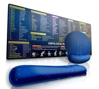 3 Piece Excel Cheat Shortcuts Mouse Sheet Desk Keyboard Pad - Extended Large XL Ergonomic Excel Mouse Pad Keyboard Mat Wrist Rest, Non Slip Stitch Edge, for Office, Home and Gaming