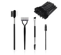 3-piece eyebrow kit, two-way eyebrow combing brush, stainless steel eyelash brush, 2-in-1 eyebrow and eyelash brush, with 50 pieces of eyelash brush cotton swabs