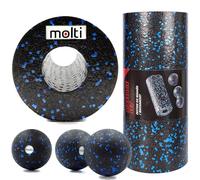 3-Piece Fascia Set Fascia Roller (33 cm x Diameter 14 cm) + Duoball (16 cm x Diameter 8 cm) + Massage Ball (Diameter 8 cm) Set for Self-Massage of Back and Legs Fascia Balls Massage Roller Fitness