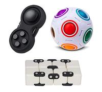 3 Piece Fidget Kit Age 3+, 1 x Fidget Pad, 1 x Puzzle Ball, 1 x Infinity Cube, Stress Reducer Helps Release Stress & Anxiety, Sensory, Autism, ADHD, ADD