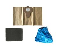 3-piece filter set suitable for Einhell wet dry vacuum cleaner, 1 x 20 litre vacuum cleaner bag, brown, 1 x wet filter, 1 x dry filter.